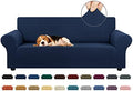 KEKUOU Stretch Couch Covers for Sofa, 3 Cushion Couch Slipcover,Navy Blue