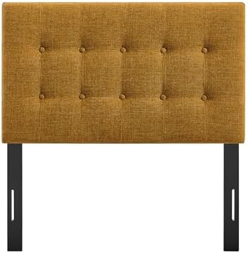 Modway Emily Twin Size Fabric Headboard in Copper - Linen-Like Upholstery with Button Tufting and 7 Adjustable Height Positions