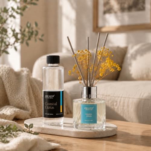 Airkeep Coastal Citrus Reed Diffuser Refill – 6.76 fl oz – Premium Scented Oil for Home Aromatherapy – Long-Lasting Fragrance for Reed Diffusers – Perfect for Bathroom, Bedroom & Home Decor