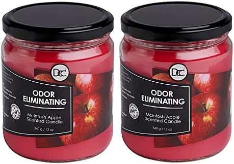 McIntosh Apple 2 Pack Odor Eliminating Highly Fragranced Candle - Eliminates 95% of Pet, Smoke, Food, and Other Smells Quickly - Up to 80 Hour Burn time - 12 Ounce Premium Soy Blend