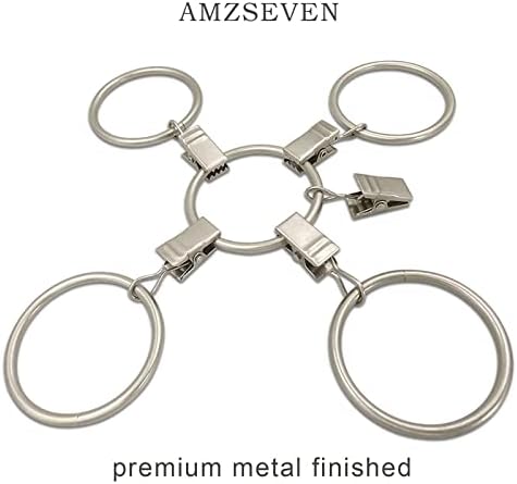 40 Pack Metal Curtain Rings with Clips, 1.5 in ID, Matte Silver