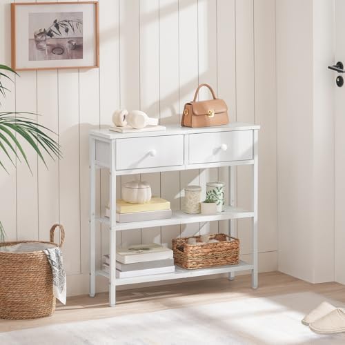 HOOBRO 29.5" Narrow Console Table with 2 Fabric Drawers, Small Sofa Table