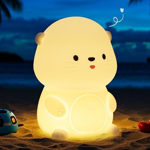 YuanDian Sea Otter Night Light, Gift for Babies and Teens, Decorate Kids' Bedroom with Cute Silicone Otter Nightlights with 8 Color Lights, Christmas Birthday Gift for Children and Toddlers Adults