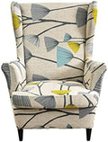 HAOYONG Printed Wingback Chair Covers 2 Pieces Wing Chair Slipcover High Stretch Chair Slip Covers Washable Furniture Protector for Living Room Bedroom Wingback Chair