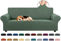 KEKUOU Stretch Couch Covers for Sofa, 3 Cushion Slipcover,Greyish Green