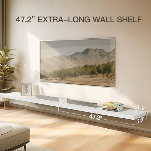 Amada 47 Inch Floating Shelves with Invisible Brackets, Set of 2, White