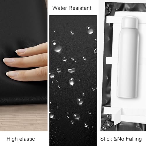 Elvone Upholstered Peel and Stick Headboard Panels, Black, 6 Pack