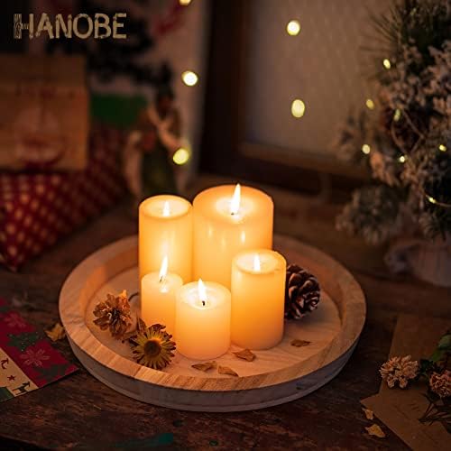 Hanobe Unfinished Round Wooden Craft Trays for DIY, 2PC Decorative Plate