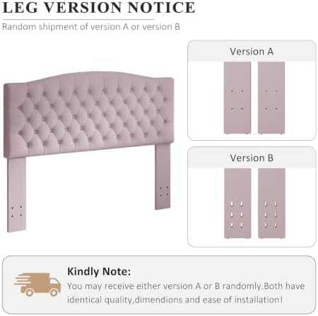 Furpopup Velvet Queen Size Headboard Only, Upholstered Wall Mount, Pink