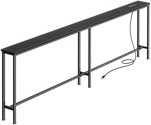 Huuger 78.7 Inch Console Table, Skinny Sofa Table with Charging Station