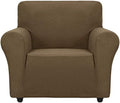 ZNSAYOTX Super Stretch Chair Slipcover Universal Sofa Chair Covers for Living Room Dogs Pet Furniture Protector Spandex Armchair Slipcovers with Anti Slip Foam Sticks (Brown, Chair)