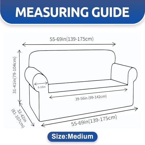 YEMYHOM Couch Cover Latest Jacquard Design High Stretch Sofa Covers for 2 Cushion Couch, Pet Dog Cat Proof Loveseat Slipcover Non Slip Elastic Furniture Protector (Medium, Begonia Leaf Navy)