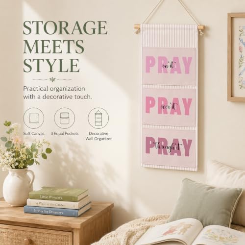 IAXIC Prayer Wall Hanging Organizer, Canvas Storage for Nursery Room