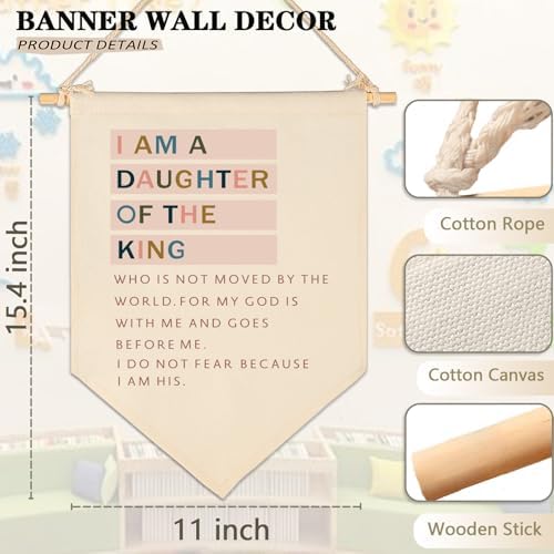 I Am A Daughter Of the King-Inspirational Flag Sign Gift for Baby Newborn Girls Kids-Banner Pennant Wall Decor Gift for Nursery Bedroom Playroom -Baby Gift Shower-New Home Christmas Gift