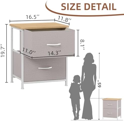 Somdot Nightstand Set of 2 with 2 Drawers, Small Night Stands for Bedroom