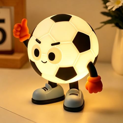 Amaredom Soccer Night Light for Kids, Cute Soccer Lamp, Black & White