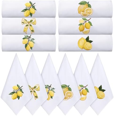 HunnmingRe 12 Pcs Lemon Party Cloth Napkins Bulks 100% Cotton 17x17inch