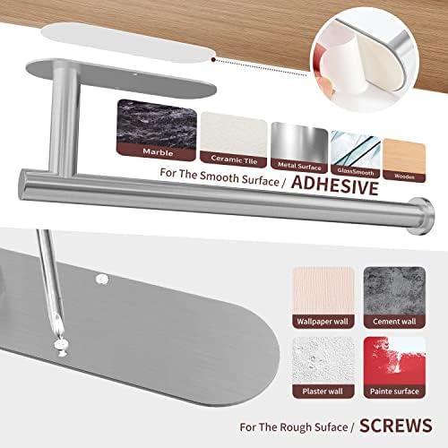 DEKAVA Paper Towel Holder Under Cabinet for Kitchen, Adhesive Paper Towel Holder Wall Mount, SUS304 Stainless Steel 13 inch(2,Silver