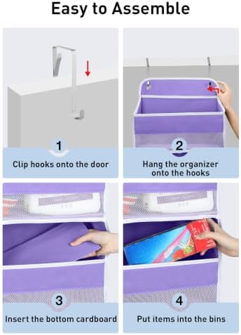 Yecaye Over the Door Organizer forNursery Closet 35.2lbs Load Purple 4 Tier