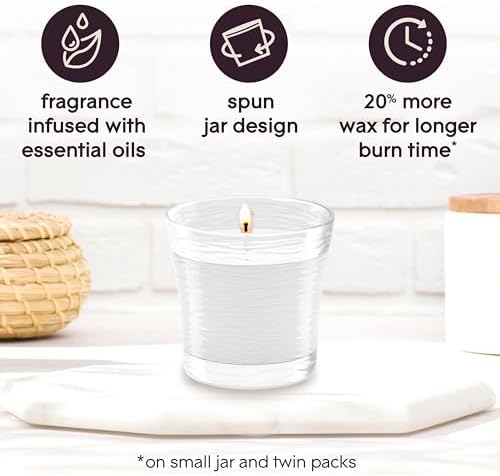 Glade 1-Wick Scented Candle Jar, Clean Linen, Air Freshener Infused with Essential Oils, 4.08 Oz, 3 Count