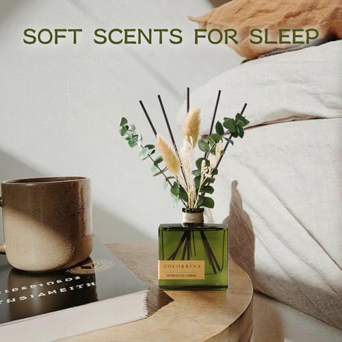 COCORRÍNA Dried Flowers Reed Diffuser, Moroccan Amber Scent 6.76 fl oz