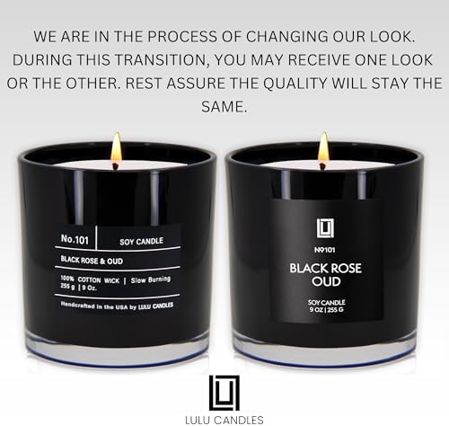 Lulu Candles | Warm Amber Candle | Luxury Scented Soy Jar Candle | Hand Poured in The USA | Highly Scented & Long Lasting (9 Oz., Black Amber)