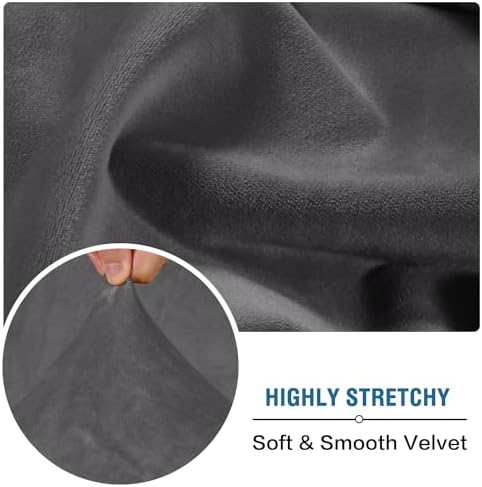 H.VERSAILTEX Velvet Stretch Individual Loveseat Couch Cover Plush Slipcover for Sofa Furniture Protector Seat Cover (1 Piece Loveseat Cushion Cover, Grey)