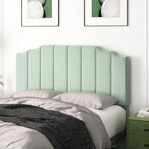 Befurtori Queen Size Headboard Only, Linen Wall Mount Headboard Sage Green