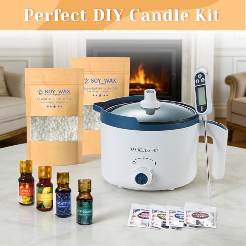Scented Candle Making Kit for Adult with Wax Melter&Glass Jars 1.32lbs