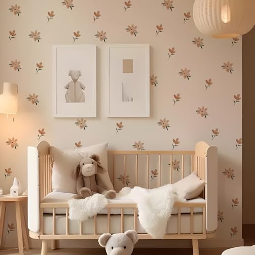 Boho Daisy Floral Wall Decals for Girls Room, Peel and Stick