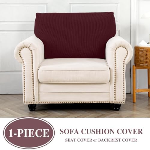LA MEACK Couch Cushion Cover Seat Cushion Cover Stretch Armchair Cover Separate Sectional Sofa Slipcovers Furniture Protector(1 Piece for Seat or Sofa Backrest, Burgundy)