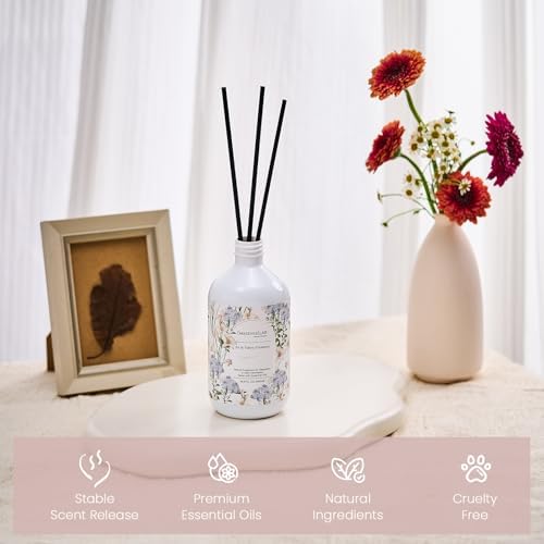 M&SENSE Reed Diffuser Set, Vanilla, 17oz Natural Essential Oil