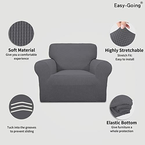 Easy-Going Stretch Chair Slipcover with Arm Washable Gray