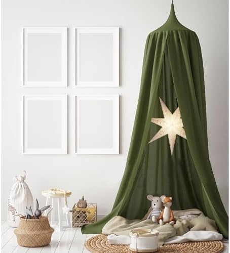 Green Bed Canopy, Hanging Round Dome Mosquito Net Curtains Tent Canopies Over Corner Cute Princess Style Decoration Crib Ceiling Castle For Girls Baby Kids Boys Child Nursery Bedroom Reading Nook Play