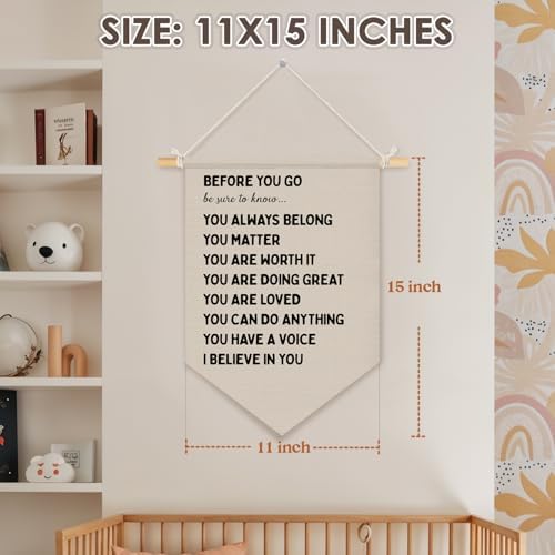 Wheatwin Classroom Decor, Positive Affirmations Wall Decor, Before You Go Be Sure to Know Pennant Flag Banner for Kids Nursery Toddler Bedroom Classroom Playroom 15x11 Inch