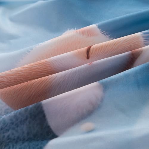 Bedding Fitted Sheet with Deep Pocket,3D Simulated Cats Pattern Printed Fabric Bed Sheets (Blue Cats,Queen)