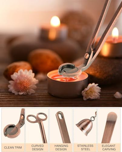 RONXS 3 in 1 Candle Wick Trimmer Set, Snuffer, Dipper, Cutter, Copper
