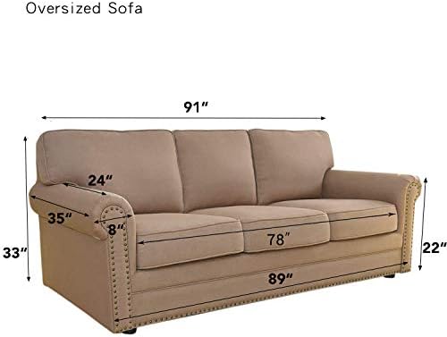 Easy-Going Stretch Oversized Sofa Couch Slipcover Washable Khaki