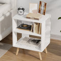 Aenuert Night Stand, White Nightstand, Modern End Table with Open Storage, 2-Tier Bedside Table for Small Space, Living Room, Bedroom