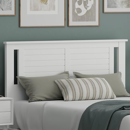 ComfIQ Serene Wood Panel Headboard with Horizontal Scoring, Full, White