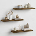 24 Inch Rustic Floating Shelves for Wall, Dark Wood Wall Mounted Shelves