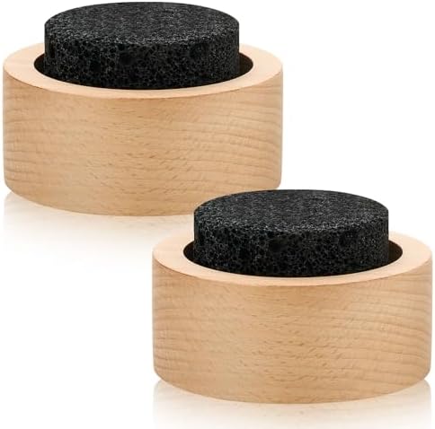 Chunful 2 Pcs Lava Rock Passive Diffuser for Essential Oils, Beech Wood