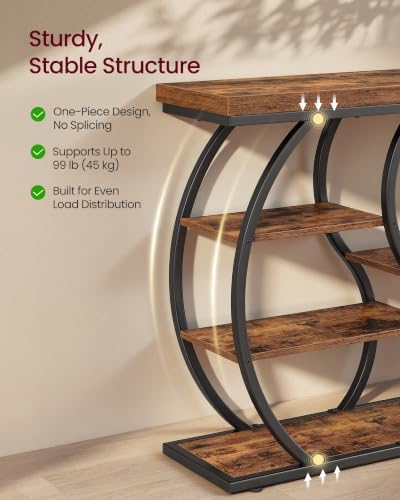 VASAGLE 39.4 Inchs Entryway Table, 5-Tier Console Table, Narrow Sofa Table
