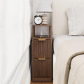JUSTOGO Narrow Nightstand with Charging Station, Fluted End Table, 1 Pack