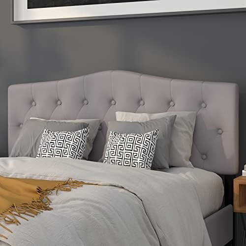 Flash Furniture Queen Tufted Fabric Headboard, Light Gray