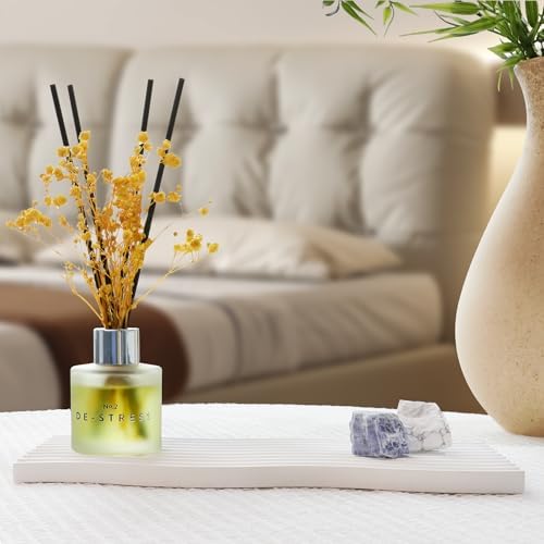 Jasmine White Tea Scent Diffuser, 1.7 oz Reed Diffuser with Dried Flower