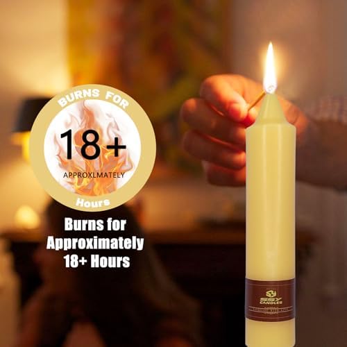NJAO HOO Natural Beeswax Short Taper Candles 7 Inch Candlesticks Dripless Pure Beeswax Candles for Home Dinner Nontoxic Candles, 4 Pack