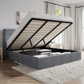 SHA CERLIN King Size Lift Up Hydraulic Storage Bed Frame Blue Grey
