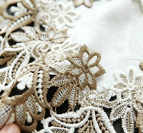 Sandweek Macrame Table Runners for Party, 70inch Table Runner Lace Floral Embroidered Rectangle Table Dresser Scarf Wedding Tabletop Table Decorations for Home and Dining Room Beige & White