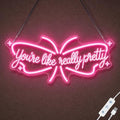 You're Like Really Pretty Neon Sign, Pink Butterfly LED Neon Light for Wall Decor, Girls Bedroom Decor, Teen Girl Room Decor Aesthetic, Cute Light Up Sign for Bedroom, Dorm, Salon, Birthday Gift